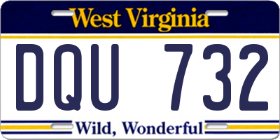 WV license plate DQU732