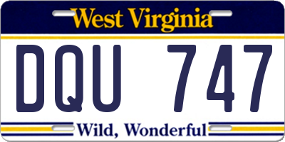 WV license plate DQU747