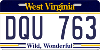 WV license plate DQU763