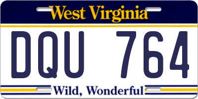 WV license plate DQU764