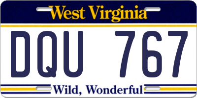 WV license plate DQU767