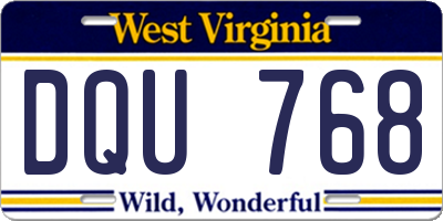 WV license plate DQU768