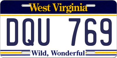 WV license plate DQU769