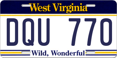 WV license plate DQU770