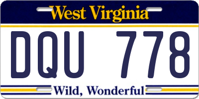 WV license plate DQU778