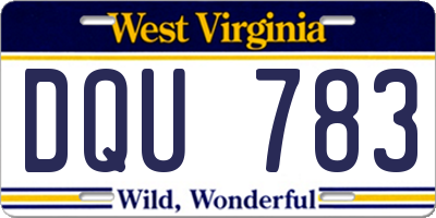 WV license plate DQU783