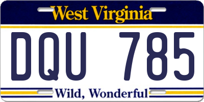 WV license plate DQU785