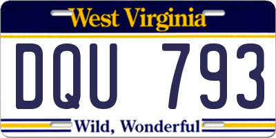 WV license plate DQU793