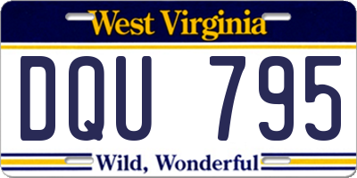 WV license plate DQU795