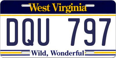 WV license plate DQU797
