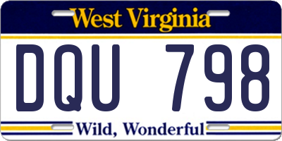 WV license plate DQU798