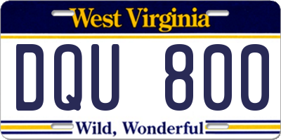 WV license plate DQU800