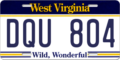 WV license plate DQU804