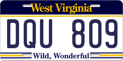 WV license plate DQU809