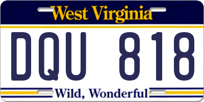 WV license plate DQU818