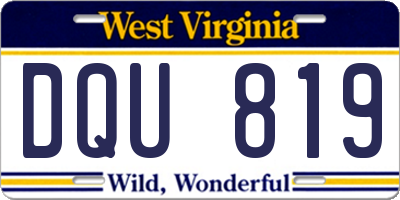 WV license plate DQU819