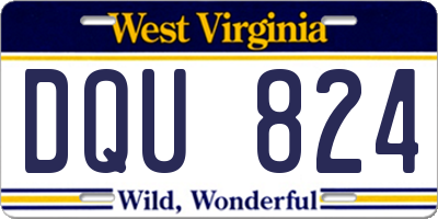 WV license plate DQU824