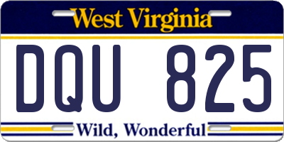 WV license plate DQU825