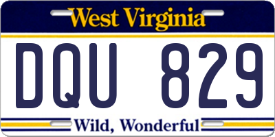 WV license plate DQU829