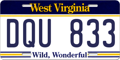 WV license plate DQU833