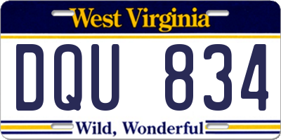 WV license plate DQU834