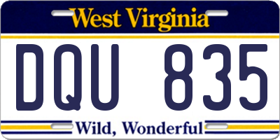WV license plate DQU835
