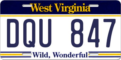 WV license plate DQU847