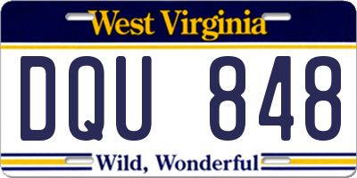 WV license plate DQU848