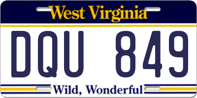 WV license plate DQU849