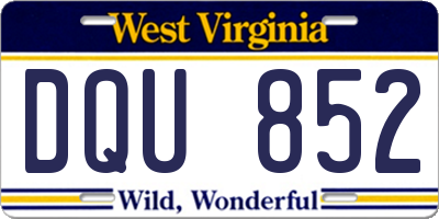 WV license plate DQU852