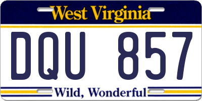 WV license plate DQU857