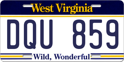 WV license plate DQU859