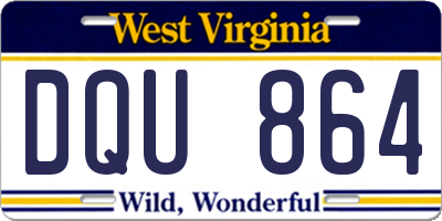 WV license plate DQU864