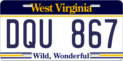 WV license plate DQU867