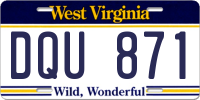 WV license plate DQU871