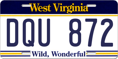 WV license plate DQU872