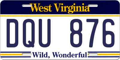 WV license plate DQU876