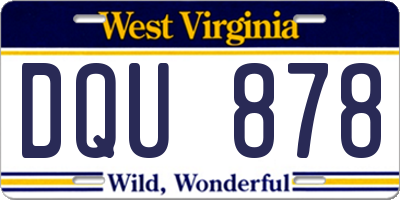 WV license plate DQU878