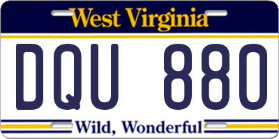 WV license plate DQU880