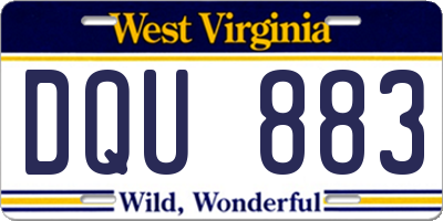 WV license plate DQU883