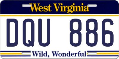 WV license plate DQU886