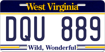 WV license plate DQU889