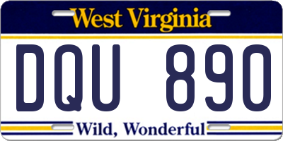 WV license plate DQU890