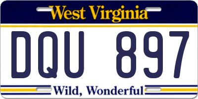 WV license plate DQU897