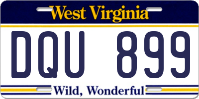 WV license plate DQU899