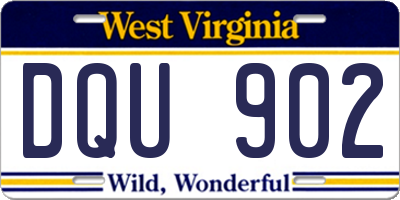 WV license plate DQU902