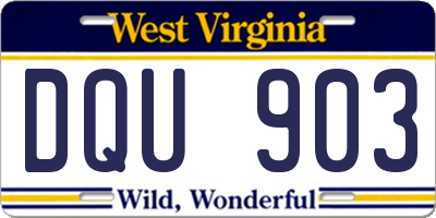 WV license plate DQU903