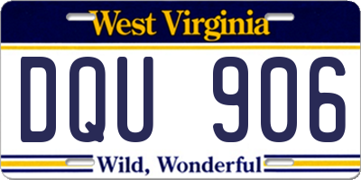 WV license plate DQU906