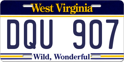 WV license plate DQU907