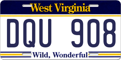 WV license plate DQU908